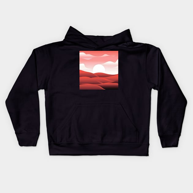 Stunning red landscape minimalist art Kids Hoodie by Spaceboyishere